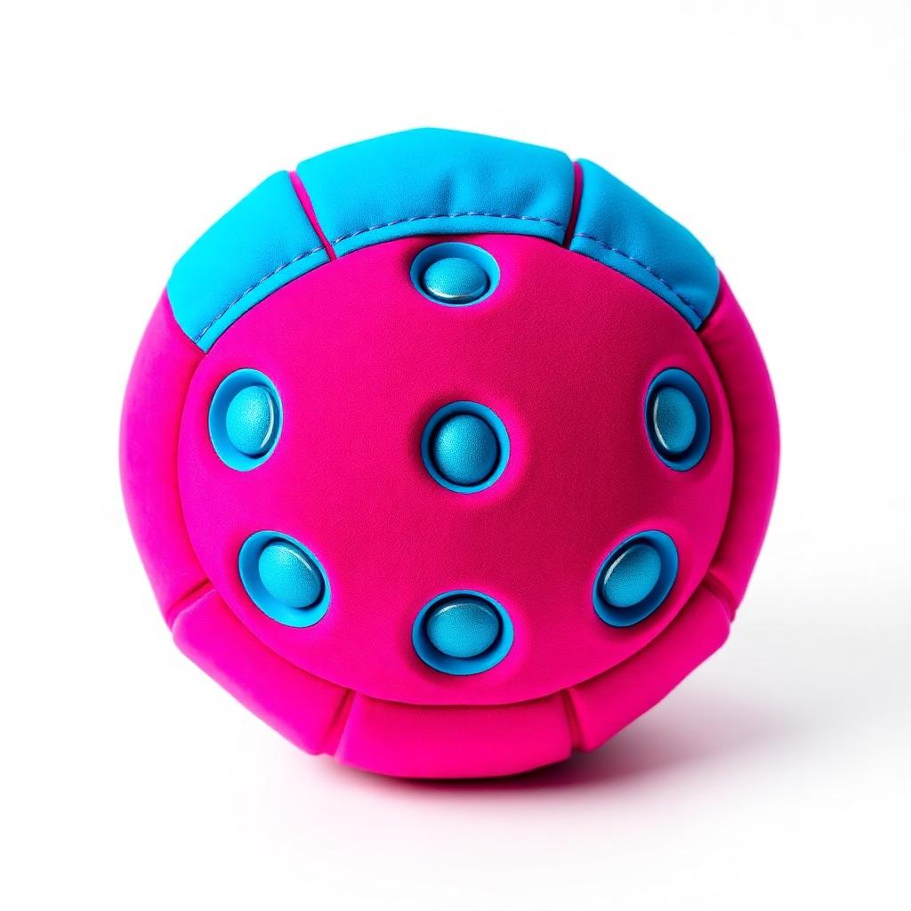 Pro 12-panel freestyle footbag in magenta and cyan