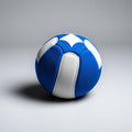 Azure Pro 16-Panel hackysack in royal blue suede with white stitching